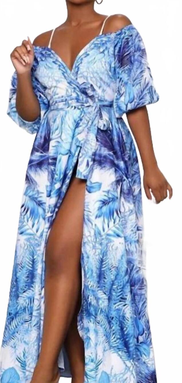 NEW LATISTE off the shoulder dress in blue / white